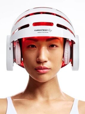 *NEW* CURRENTBODY LED Red Light Hair Growth Therapy Headset Helmet - White/Red
